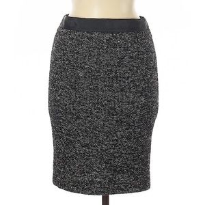 Boden Wool Blend Black Tweed 4P Pencil Skirt